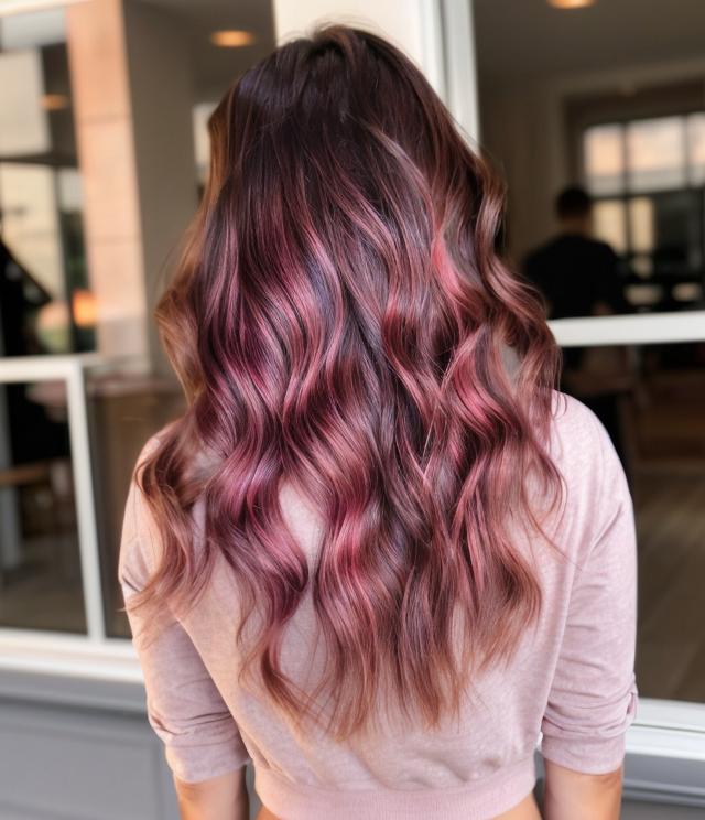 13-reddish-pink-highlights-on-long-wavy-hair