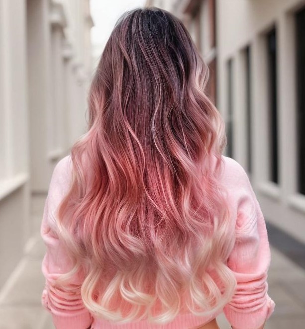 15-peachy-pink-ombre-on-mermaid-hair