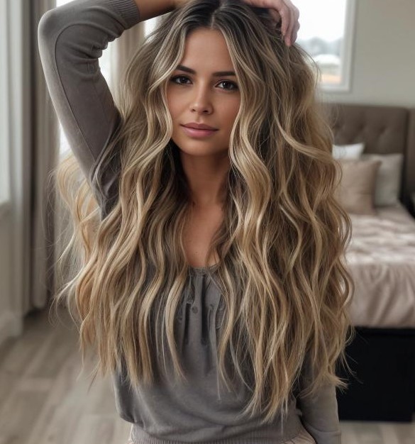 Dirty Blonde Hair Color On Long Wavy Hair