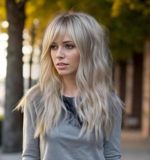 Blonde Shag With Curtain Bangs