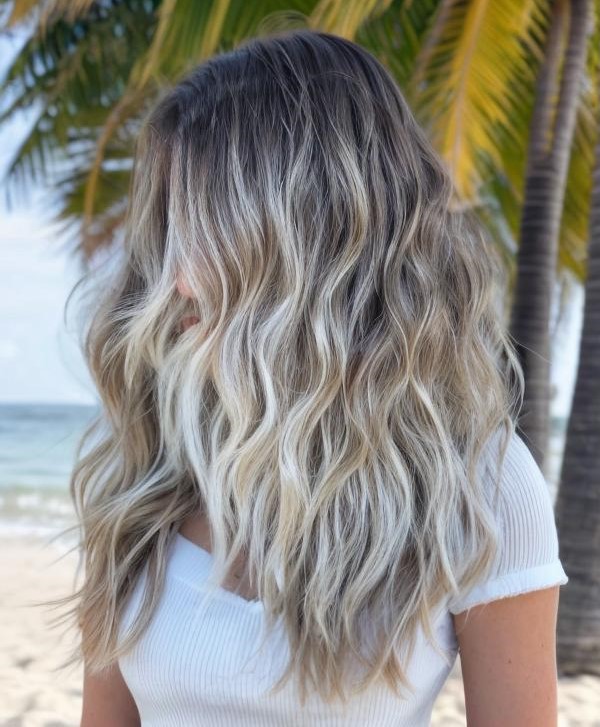 Beach Waves And Creamy Blonde Balayage