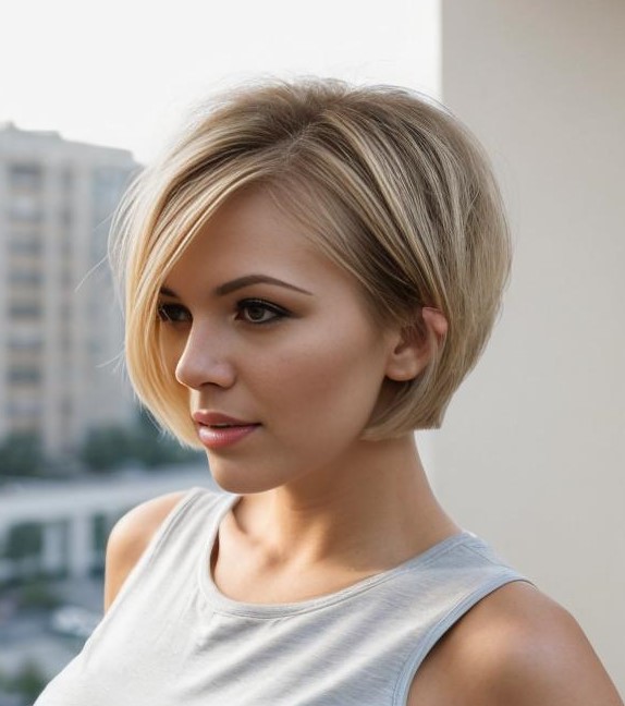 Super Short Bob Cut on Blonde Hair