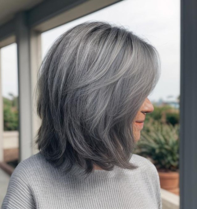 Medium Gray Hair With Layers