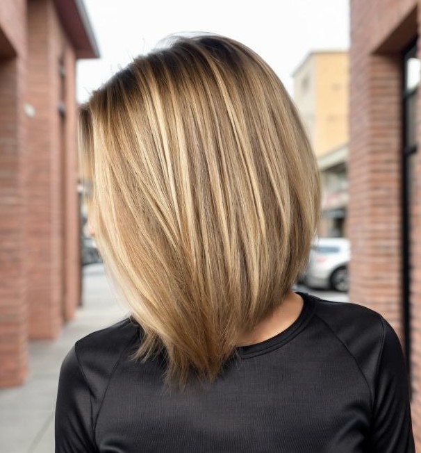 Sleek Lob With Bronde Balayage