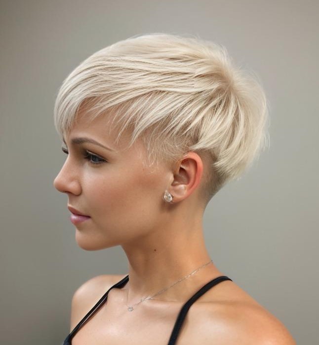 Short Blonde Pixie Cut with Shaved Sides