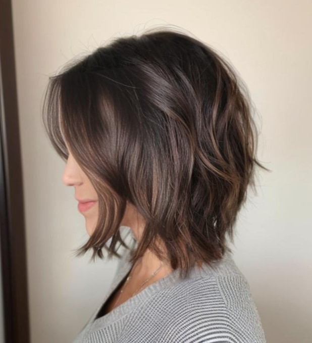 Layered A-Line Bob For Dark Hair