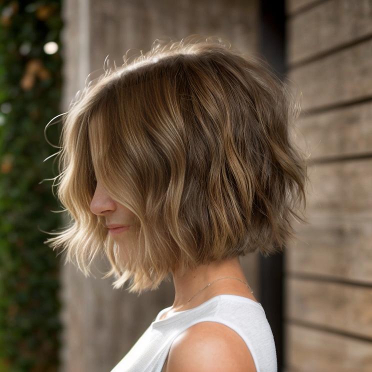 Short Bob With Caramel Blonde Coloring