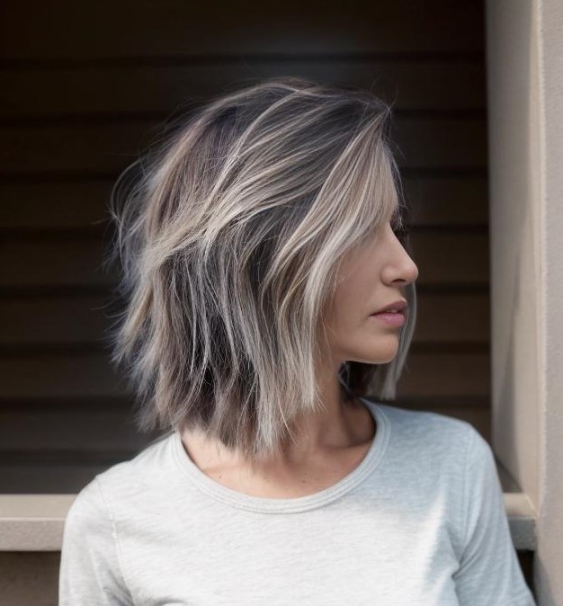 Edgy Razored Bob With Blonde Balayage