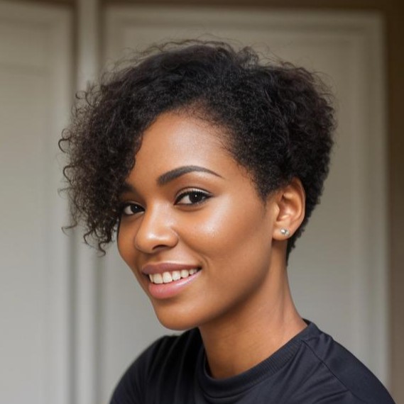 Short Asymmetrical Pixie For Natural Hair