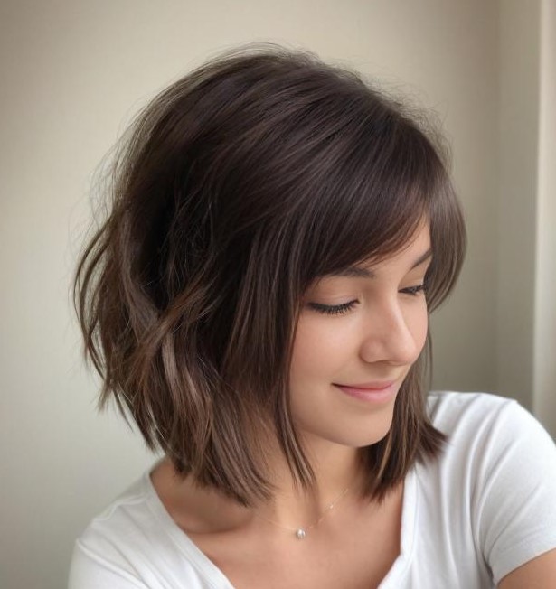 Cute Chin-Length Haircut With Side Bangs