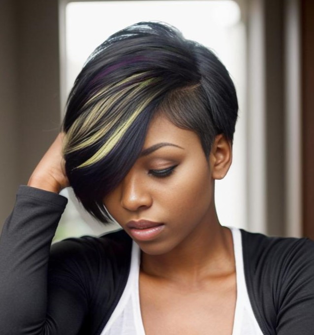 Short Asymmetrical Black Weave Hairstyle