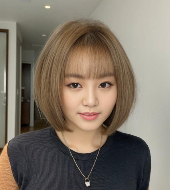 Korean Bob With Thin Bangs