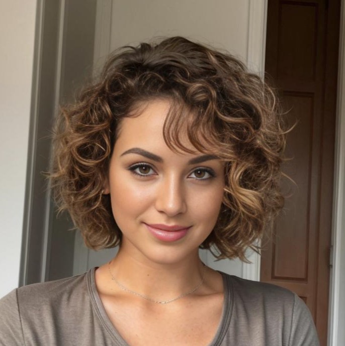 Curly Bob With Side Bangs