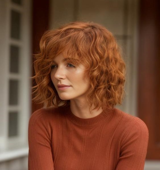 Wavy Shaggy Copper Red Bob