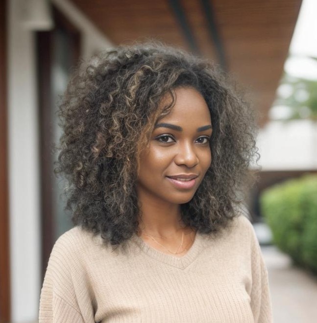 Medium Natural Brown Hairstyle With Highlights