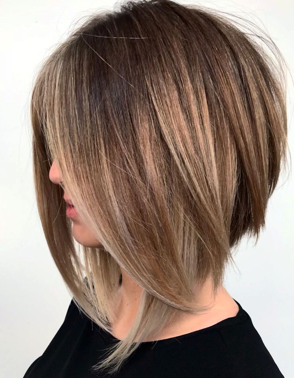 Straight Layered Bob With Bronde Balayage