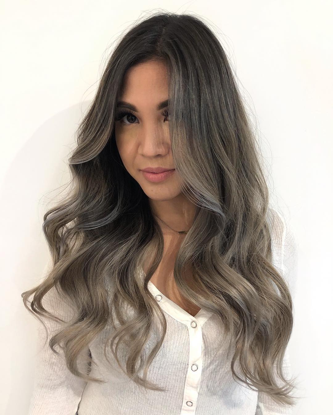 Smokey Brown Gray Balayage Hair