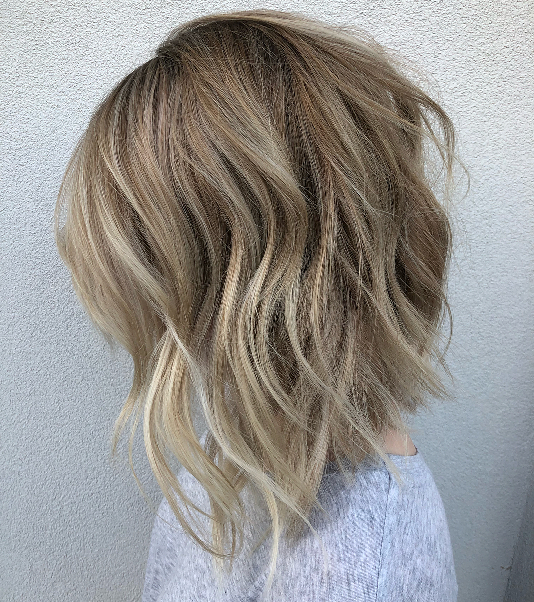 Inverted Textured Long Bob