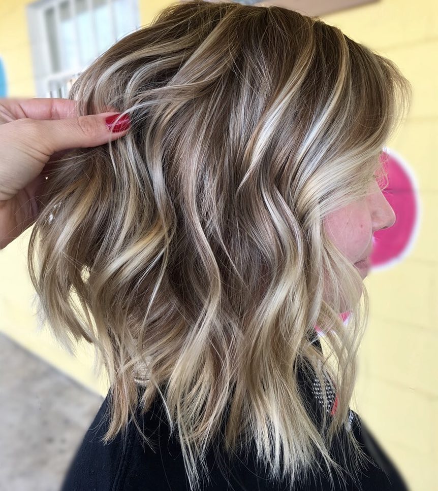 Bronde Choppy Wavy Lob