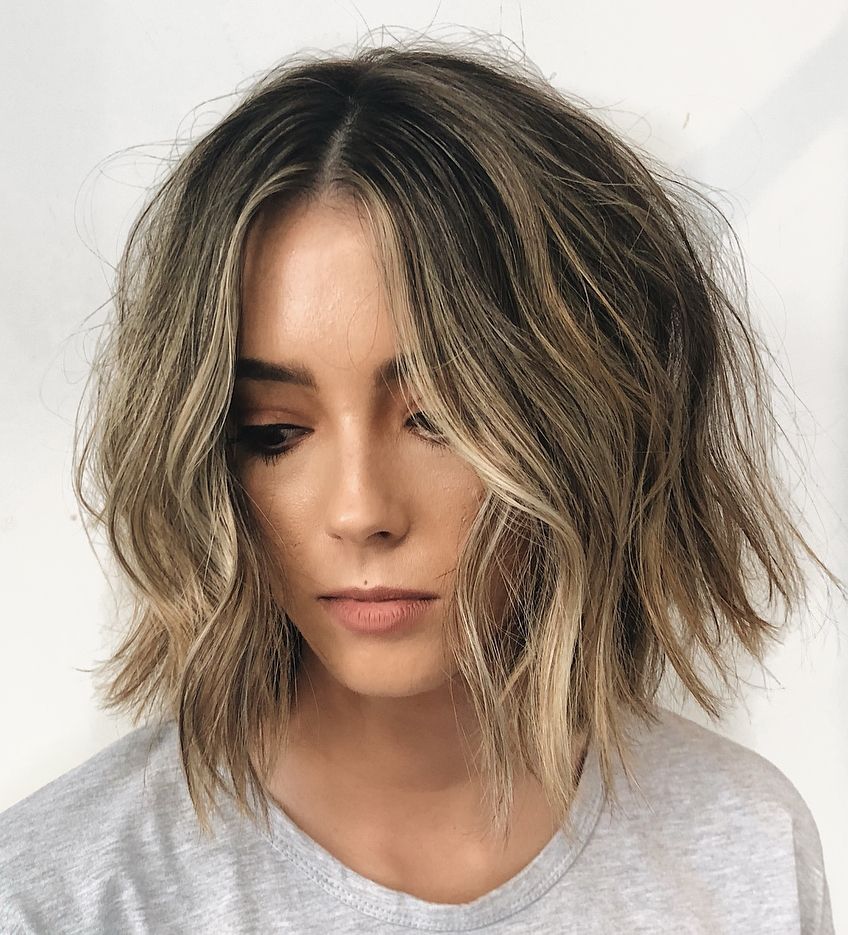 Centre-Parted Shaggy Bronde Bob