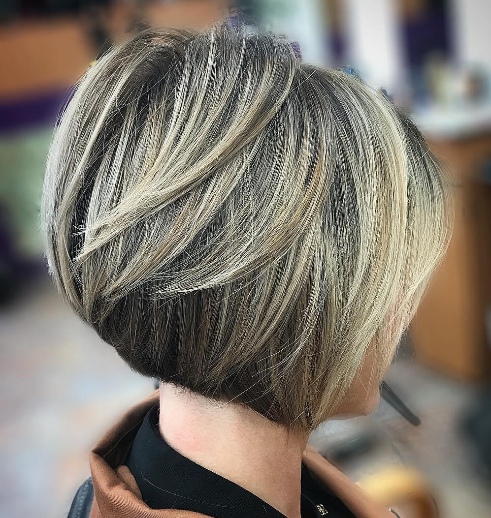 Short Brown Bob With Blonde Balayage