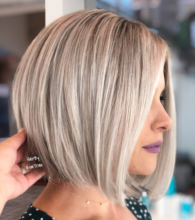 Rounded Jaw-Length Ash Blonde Bob