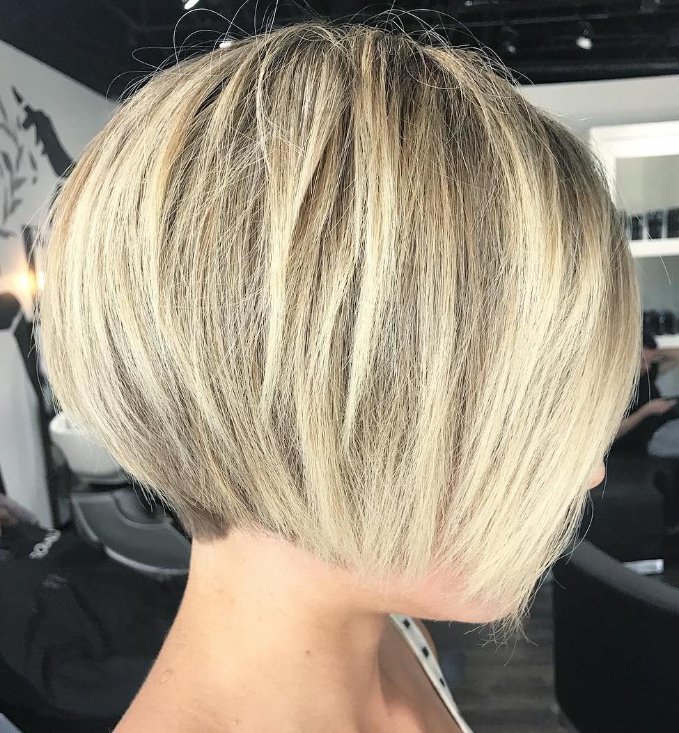 Short Stacked Blonde Balayage Bob