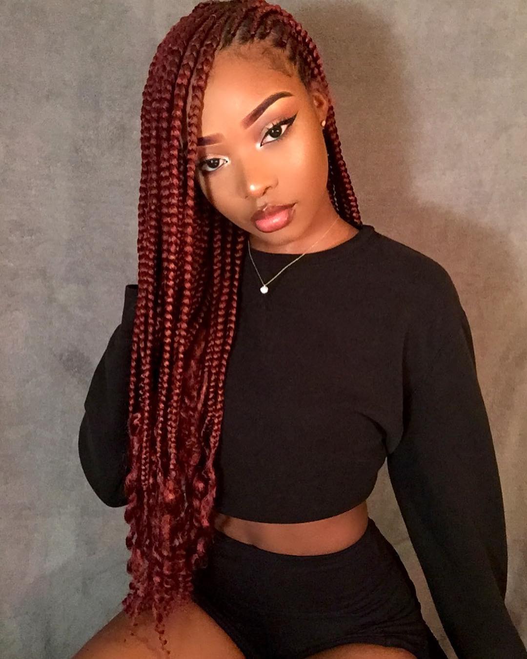 Long Red Lemonade Braids