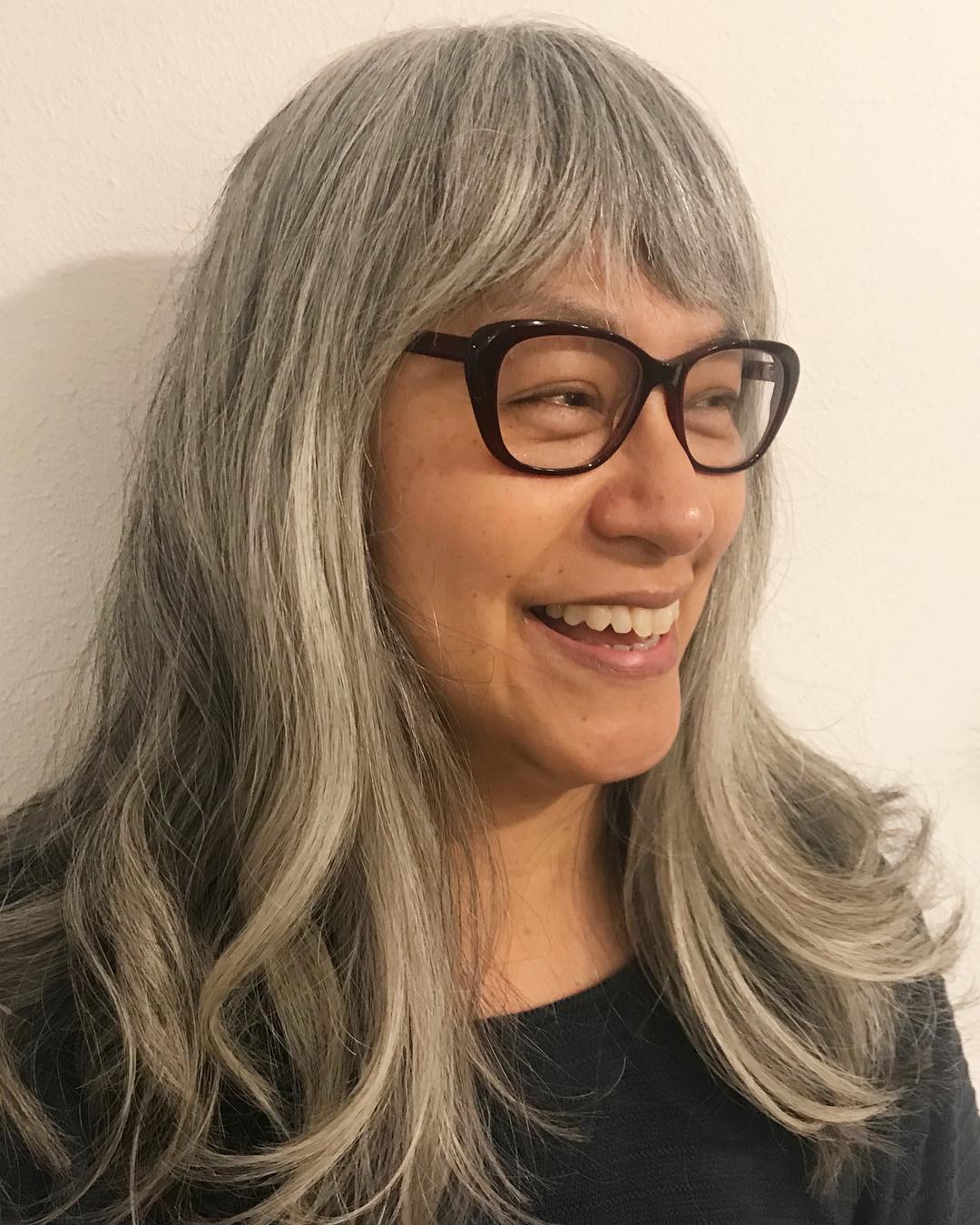 Long Gray Hair With Bangs