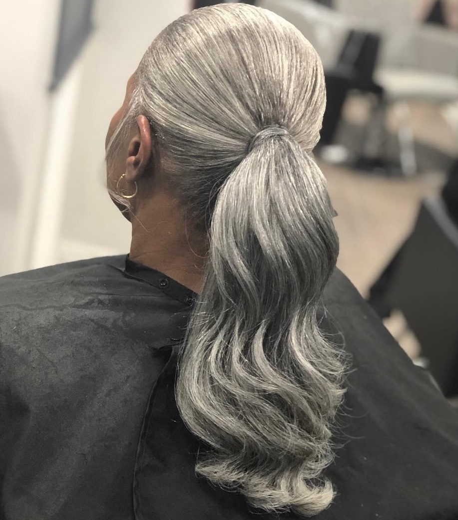 Polished Silver Gray Ponytail