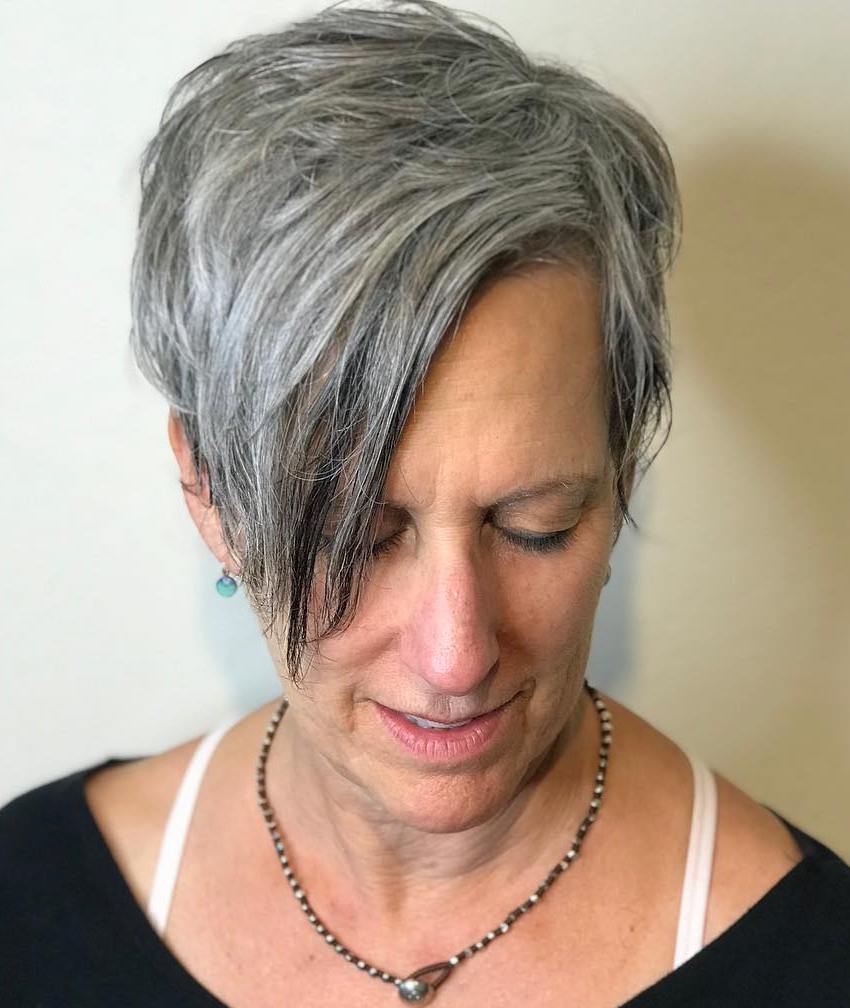 Gray Pixie Bob For Thick Coarse Hair