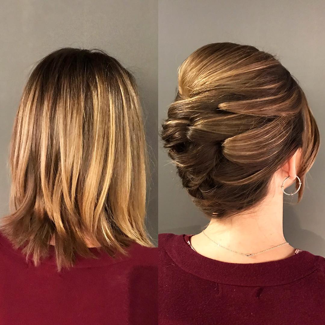 Elegant Bouffant Updo For Shorter Thick Hair