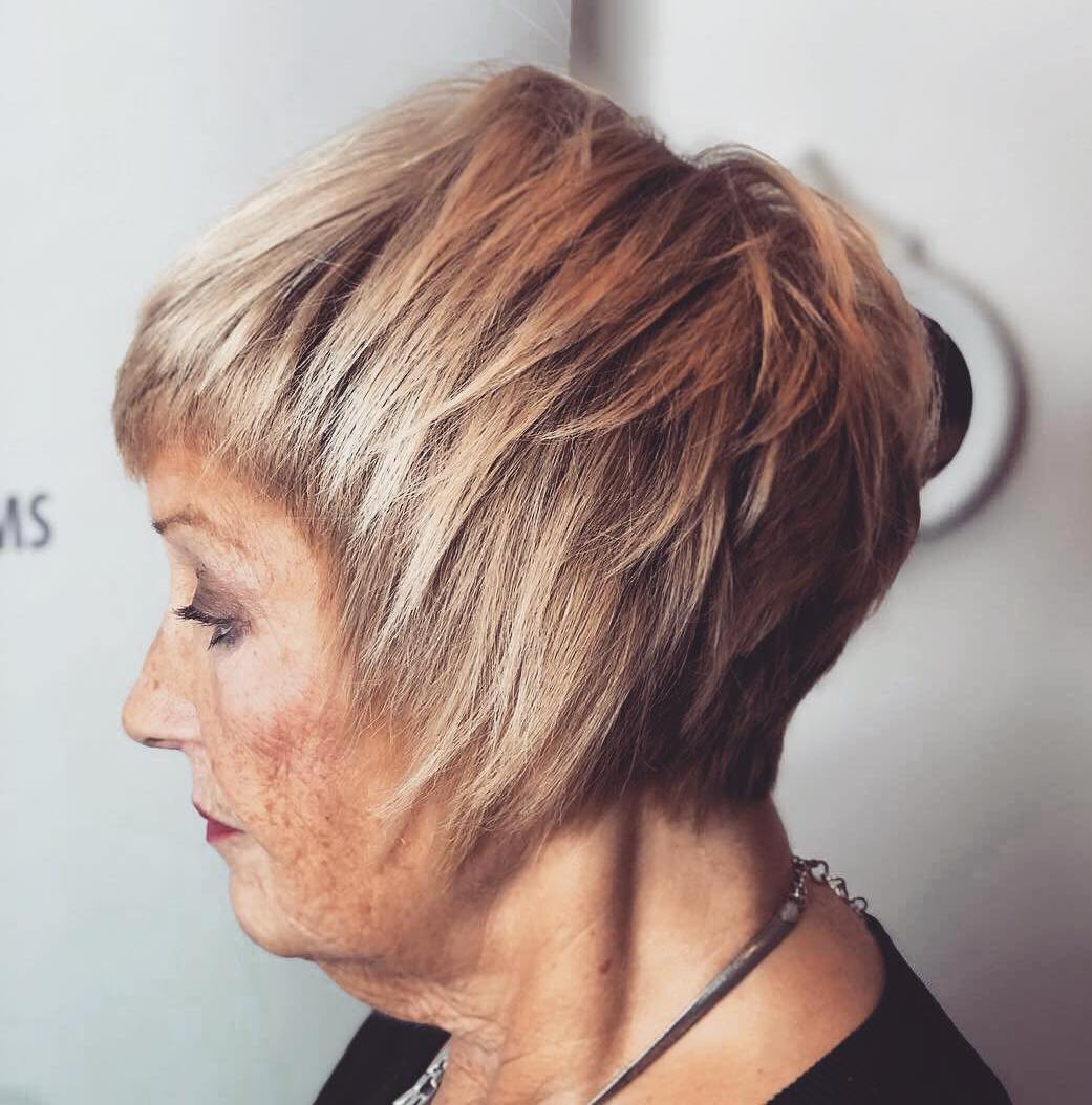 Modern Short Layered Cut For Women Over 70