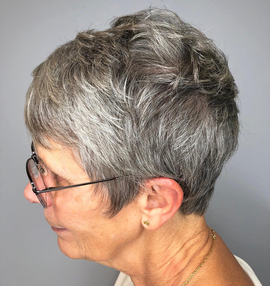 Easy Gray Choppy Pixie Cut