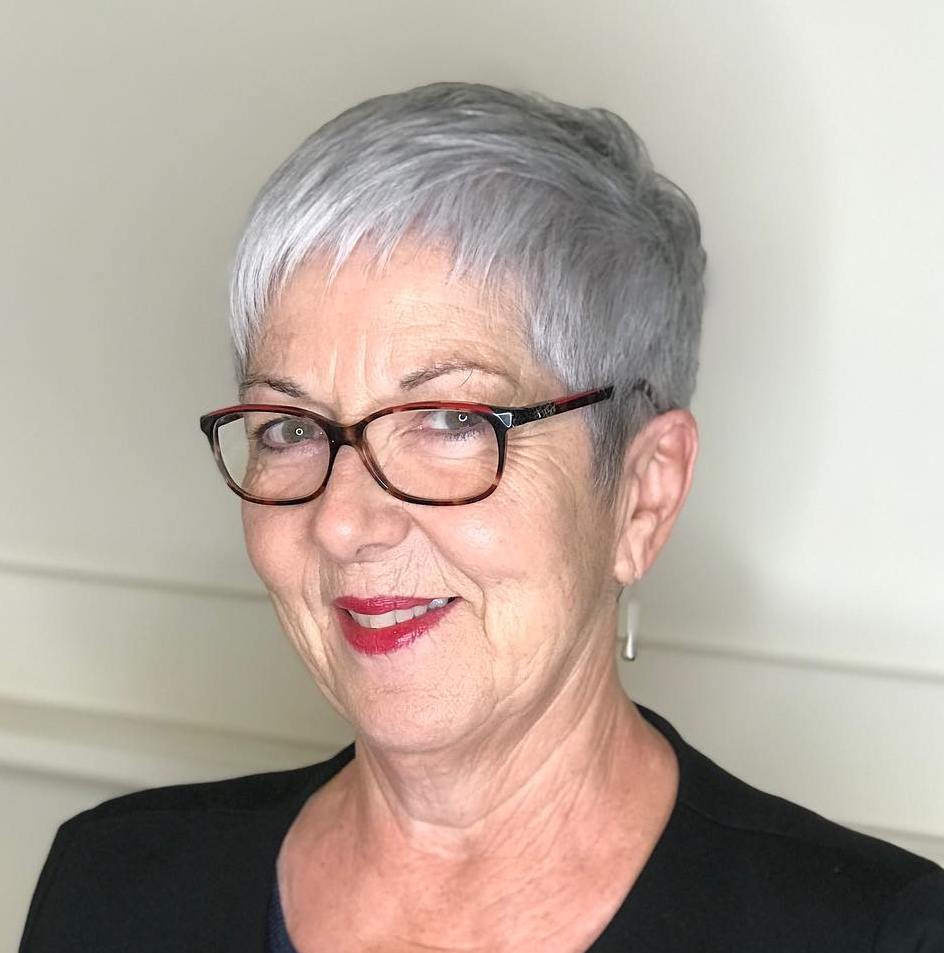 Very Short Gray Cut For Older Ladies