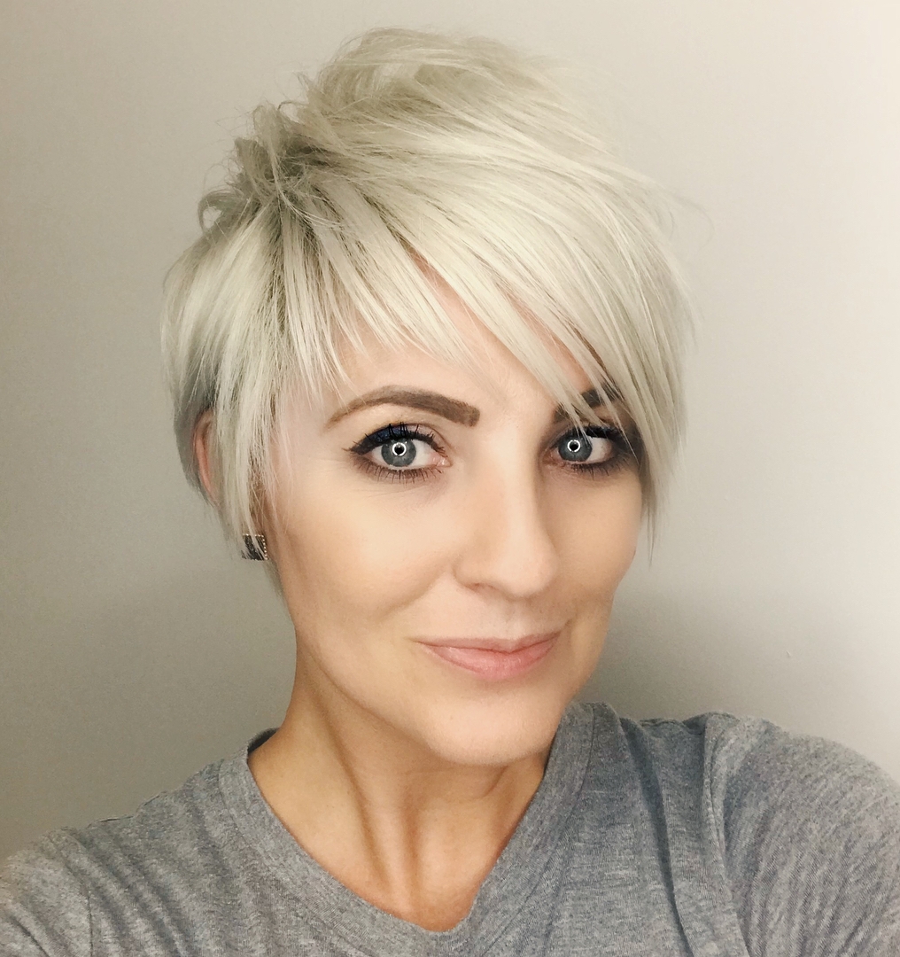 Long Razored Platinum Blonde Pixie