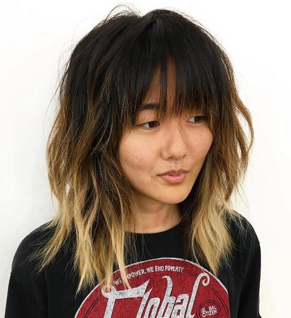 Asian Mid-Length Shag With Bangs