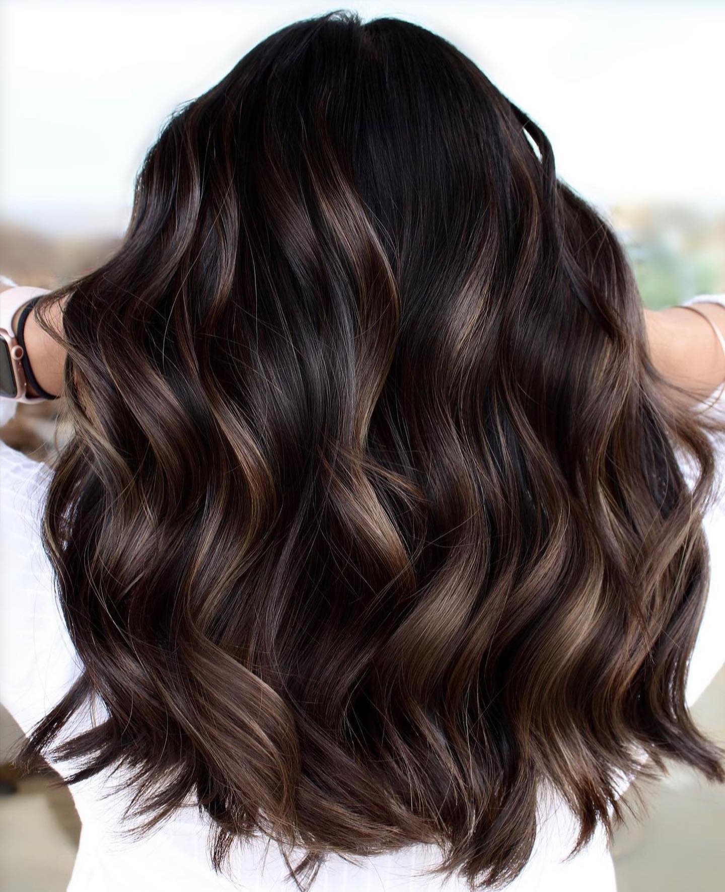 Long Wavy Chocolate Brunette Color