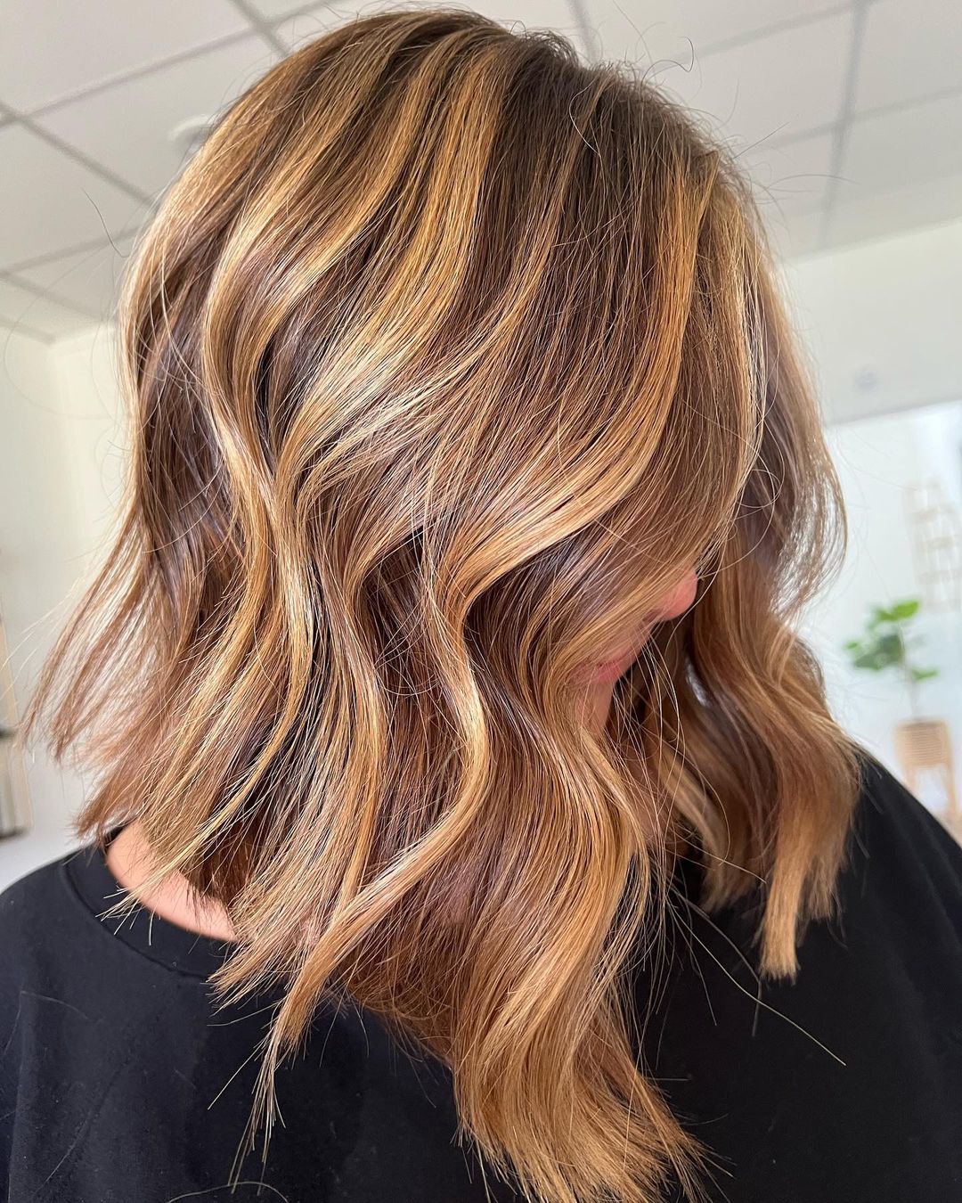 Medium Length Bob with Caramel Honey Balayage