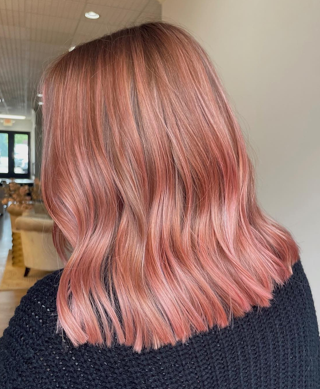 Dark Rose Gold Color on Lob