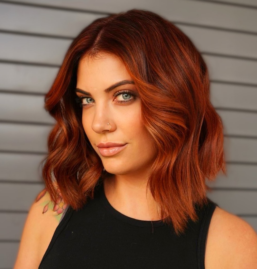 Burnt Orange Copper Color on Bob Cut