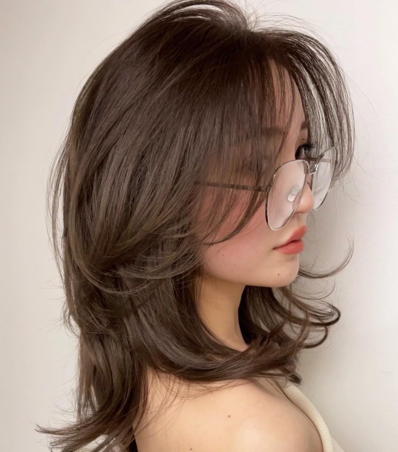 Korean Bang on Layered Long Bob Cut