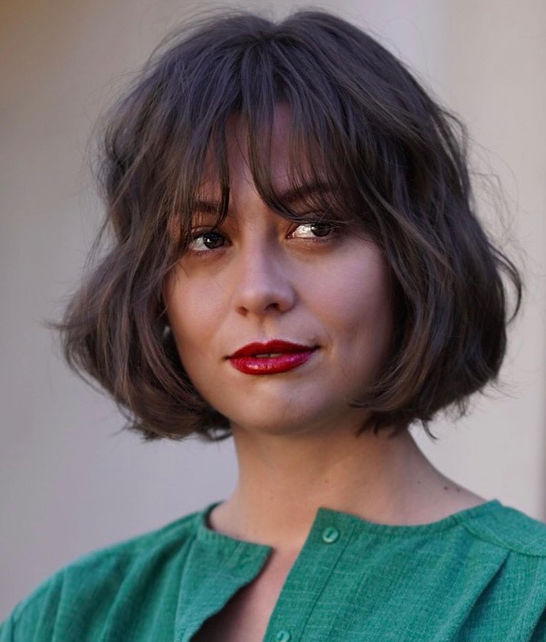 French Girl Bang on Short Bob Cut