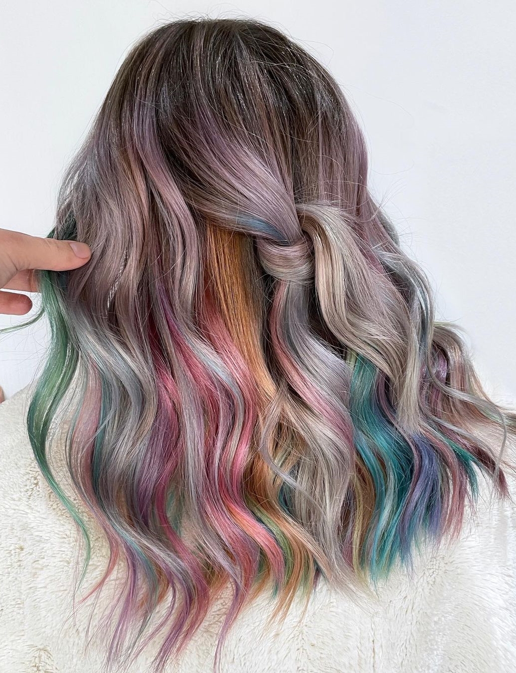 Pastel Peekaboo Highlights on Medium Length Hair