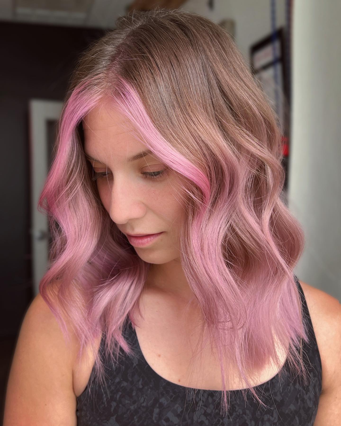 Rose Gold Peekaboo on Pastel Hair Color