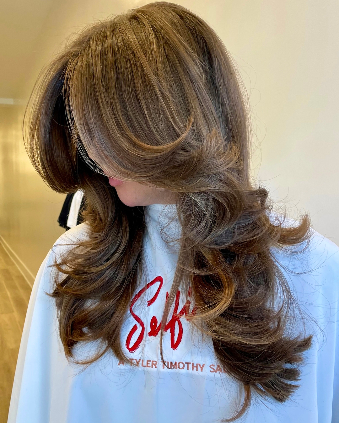 Butterfly Haircut on Long Copper Hair