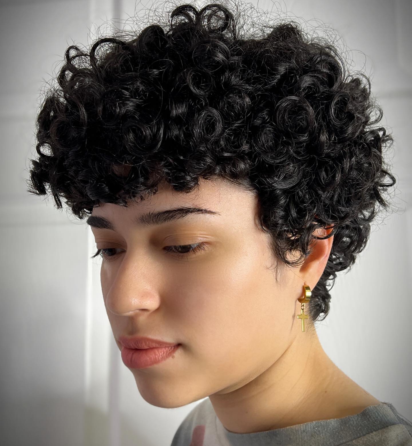 Short Curly Pixie on Thick Hair