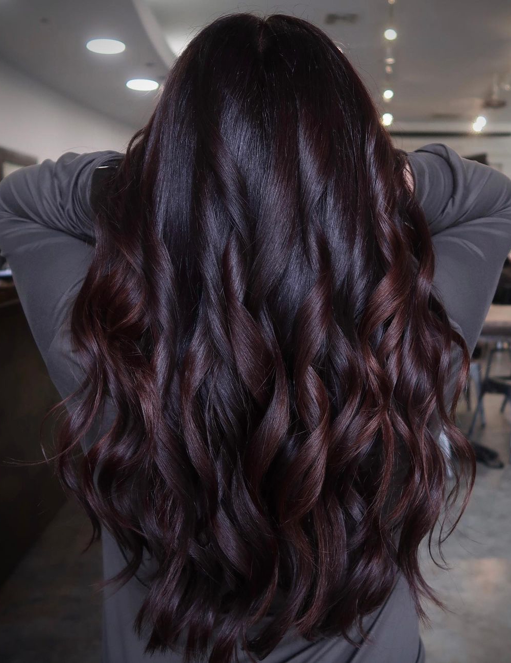 Dark Hair with Burgundy Highlights