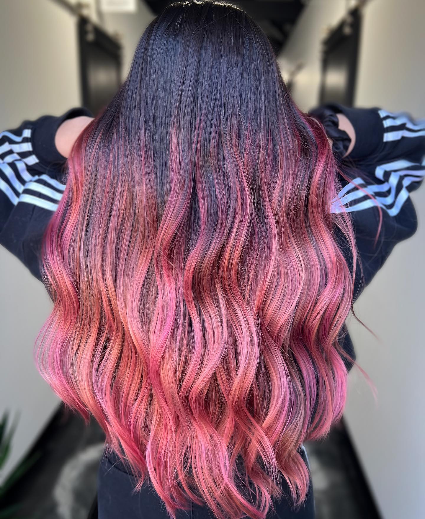 Rose Gold Balayage on Dark Hair