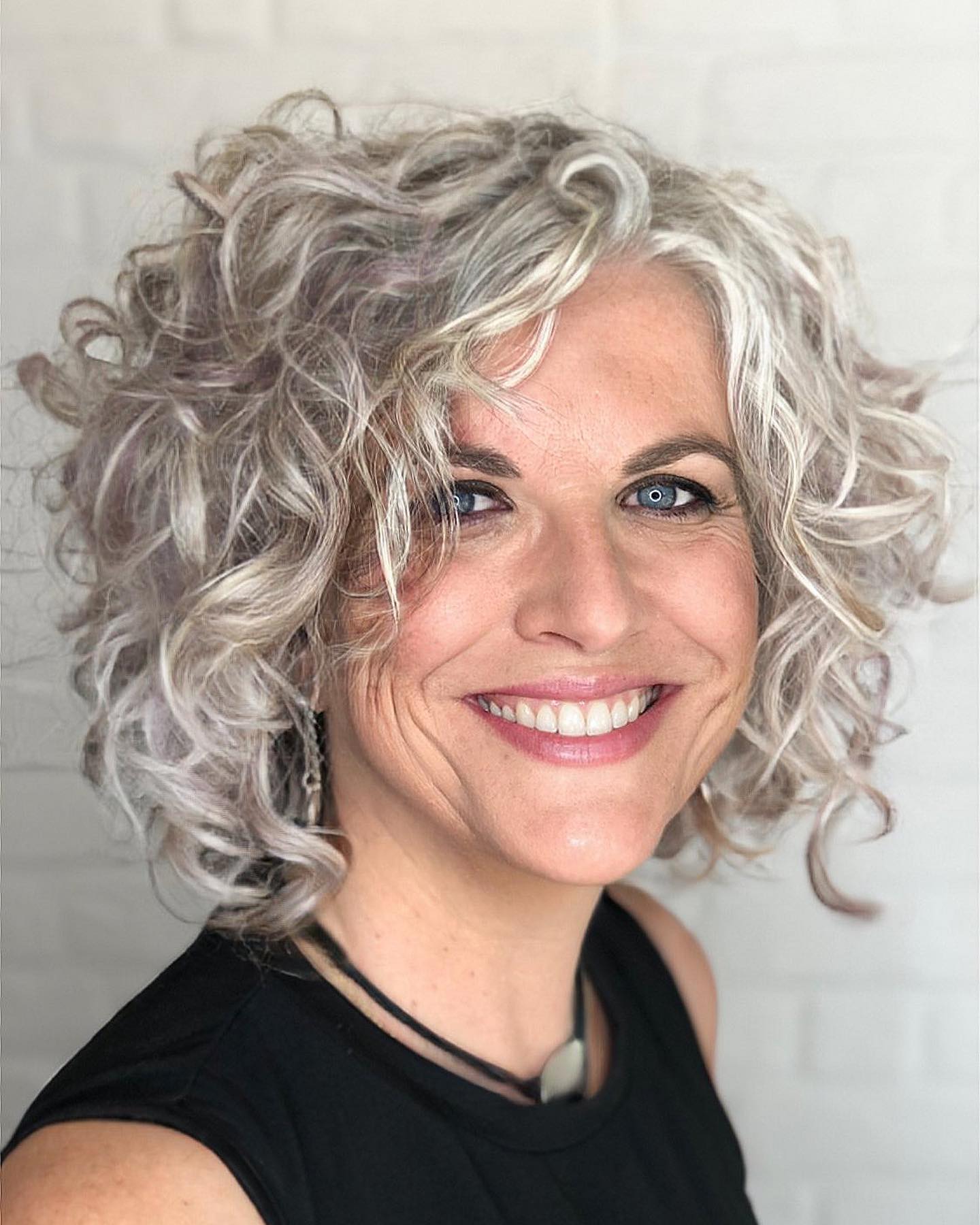 Wavy Bob Cut on Thick Platinum Hair